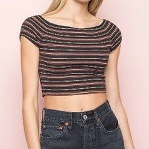 Brandy Melville drip shoulder striped crop top